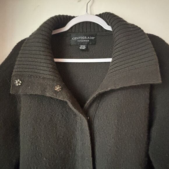 VTG Centigrade 100% Wool Sweater Coat Womens M Green Deep Pockets Snaps EUC - Picture 12 of 16